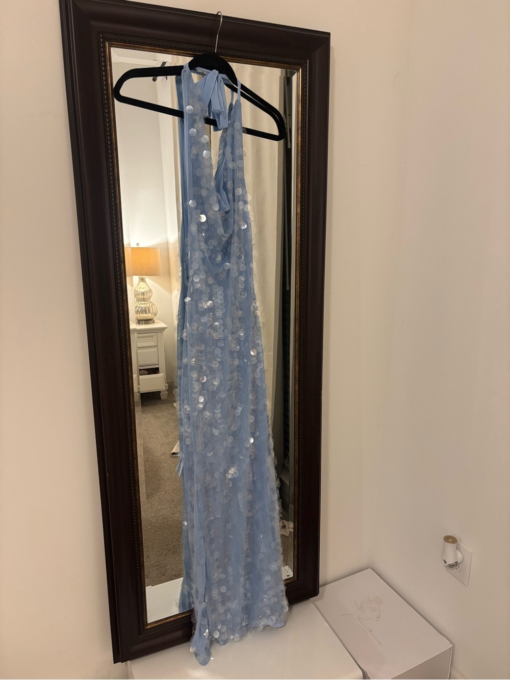 Hello Molly Pale Blue Sequin Halter Maxi Dress - Picture 2 of 5
